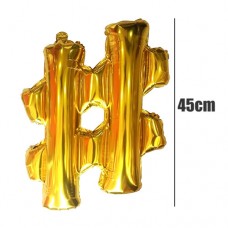 Balão Metalizado Hashtag Ouro 45cm